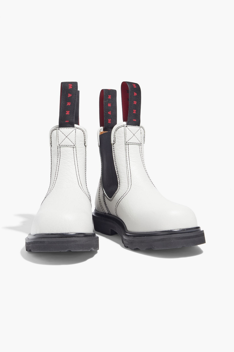 Marni Pebbled-leather Chelsea Boots In White