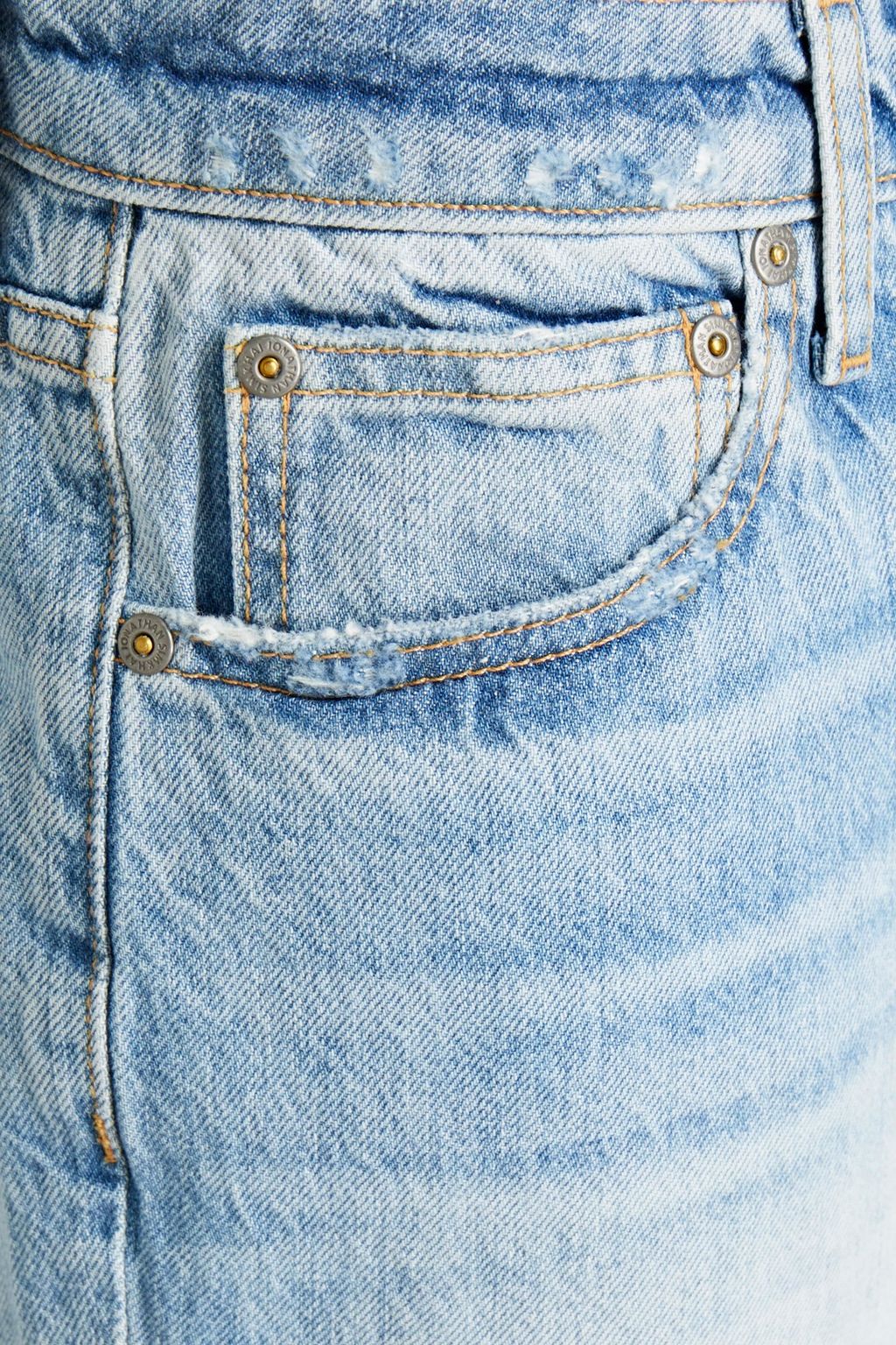 SIMKHAI Distressed high-rise slim-leg jeans