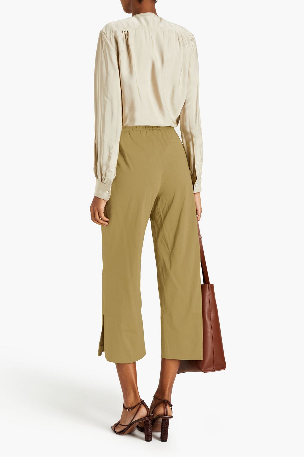 THEORY Cropped linen-blend wide-leg pants