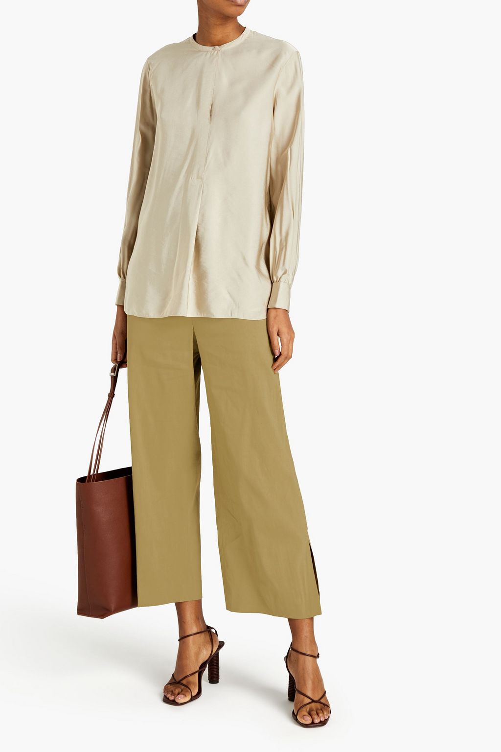 THEORY Cropped linen-blend wide-leg pants