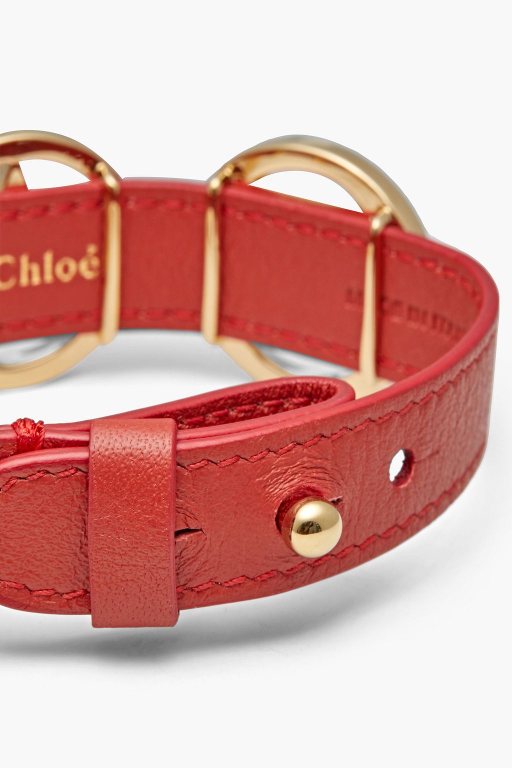 CHLOÉ Gold-tone and textured-leather bracelet
