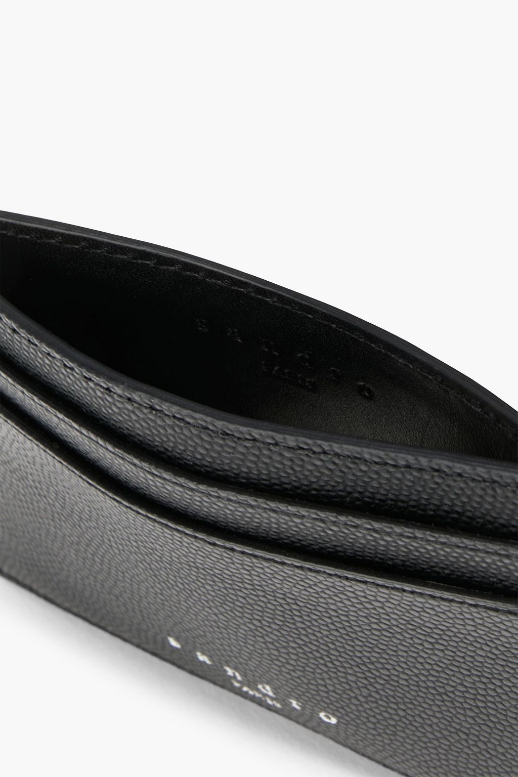 SANDRO Textured-leather cardholder