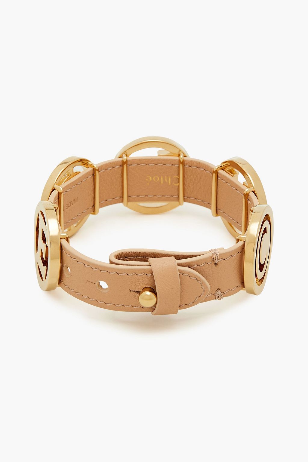 CHLOÉ Gold-tone leather bracelet