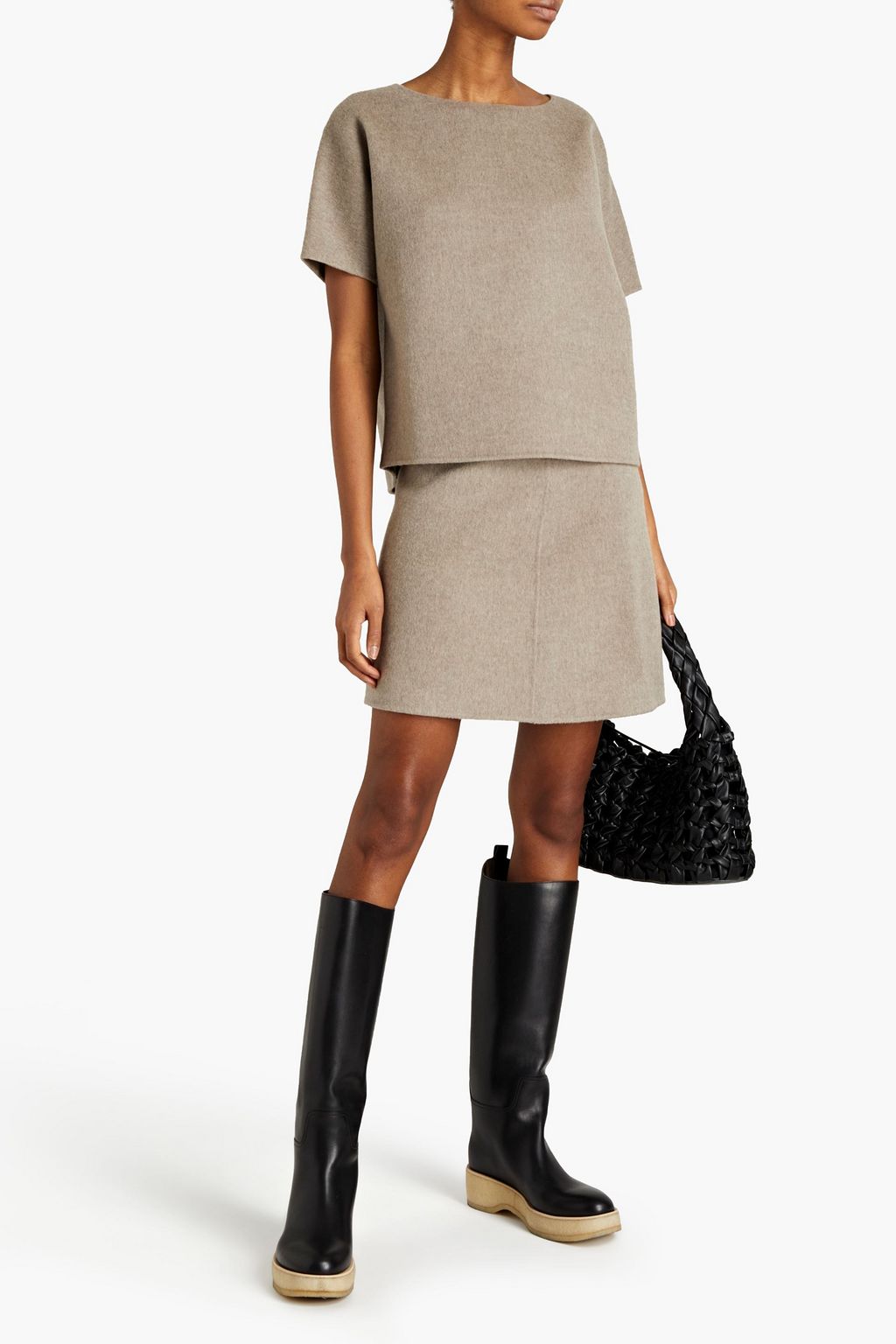 THEORY Brushed wool and cashmere-blend felt top