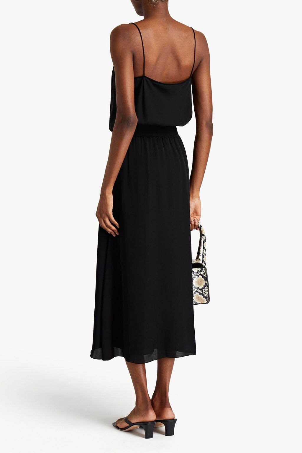 THEORY Gathered silk crepe de chine midi dress