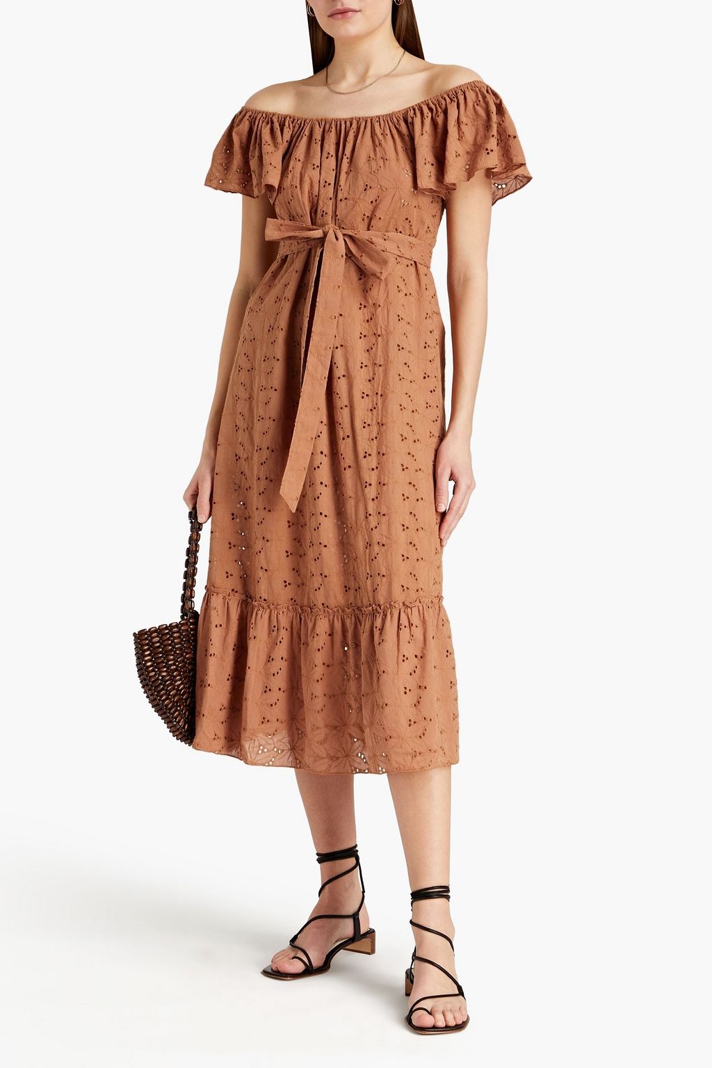 EBERJEY Effie off-the-shoulder broderie anglaise cotton mini dress