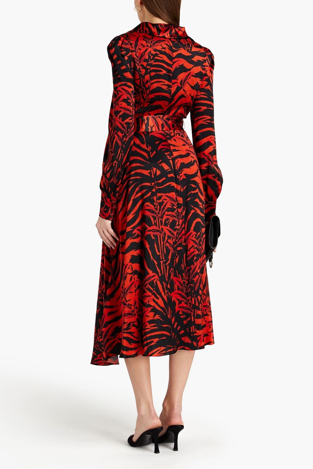 BORGO DE NOR Nilla wrap-effect tiger-print silk-satin crepe midi dress