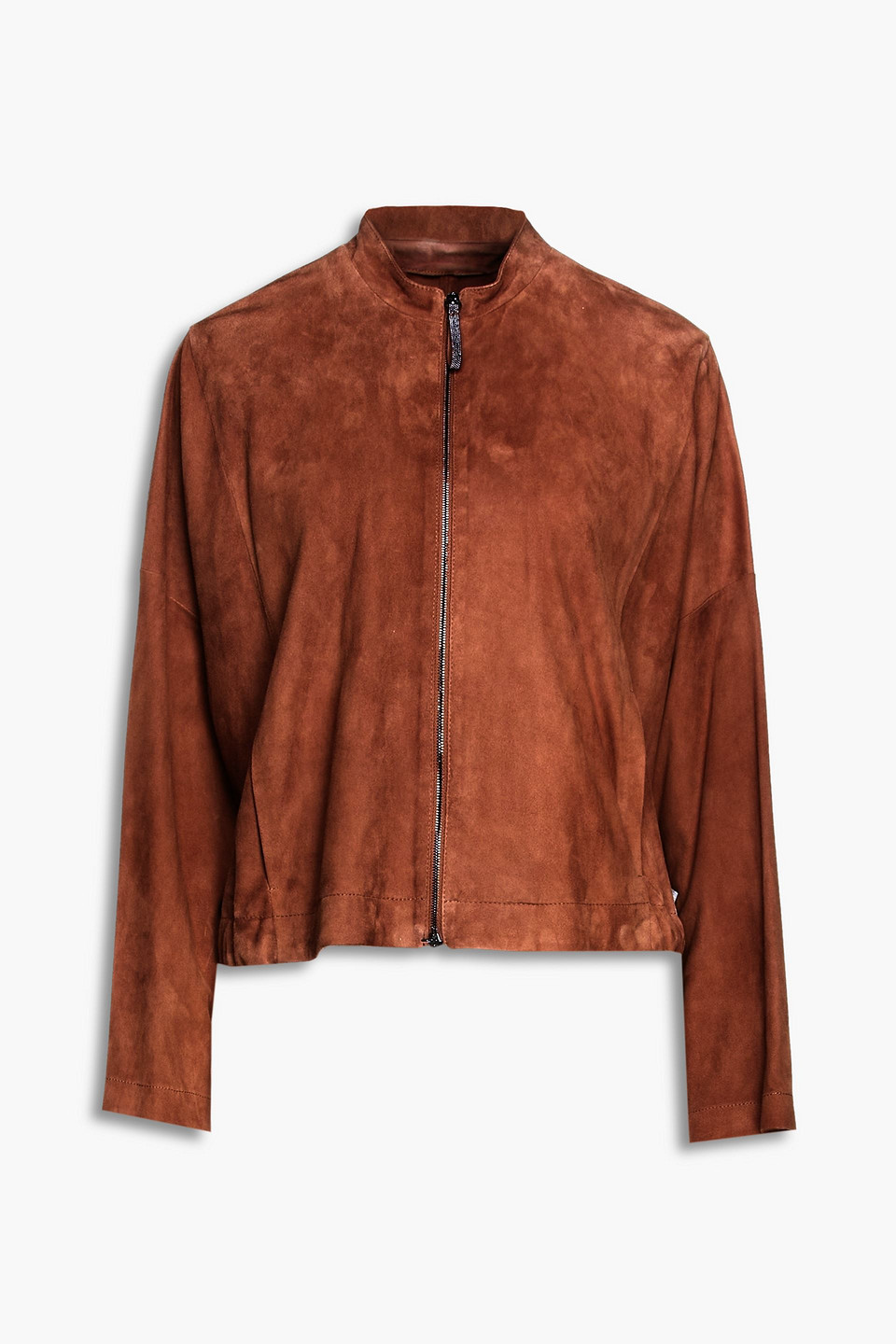 Fabiana Filippi Woman Bead-embellished Suede Jacket Light Brown Size L