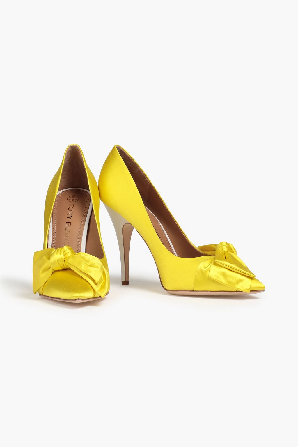 TORY BURCH Bow-embellished satin pumps