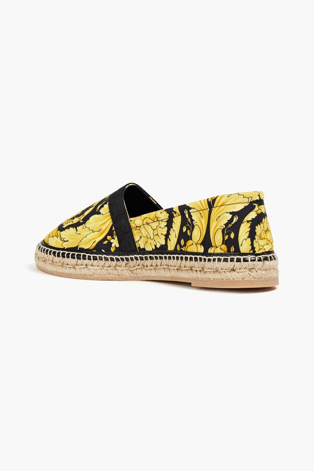 VERSACE Leather-trimmed printed canvas espadrilles
