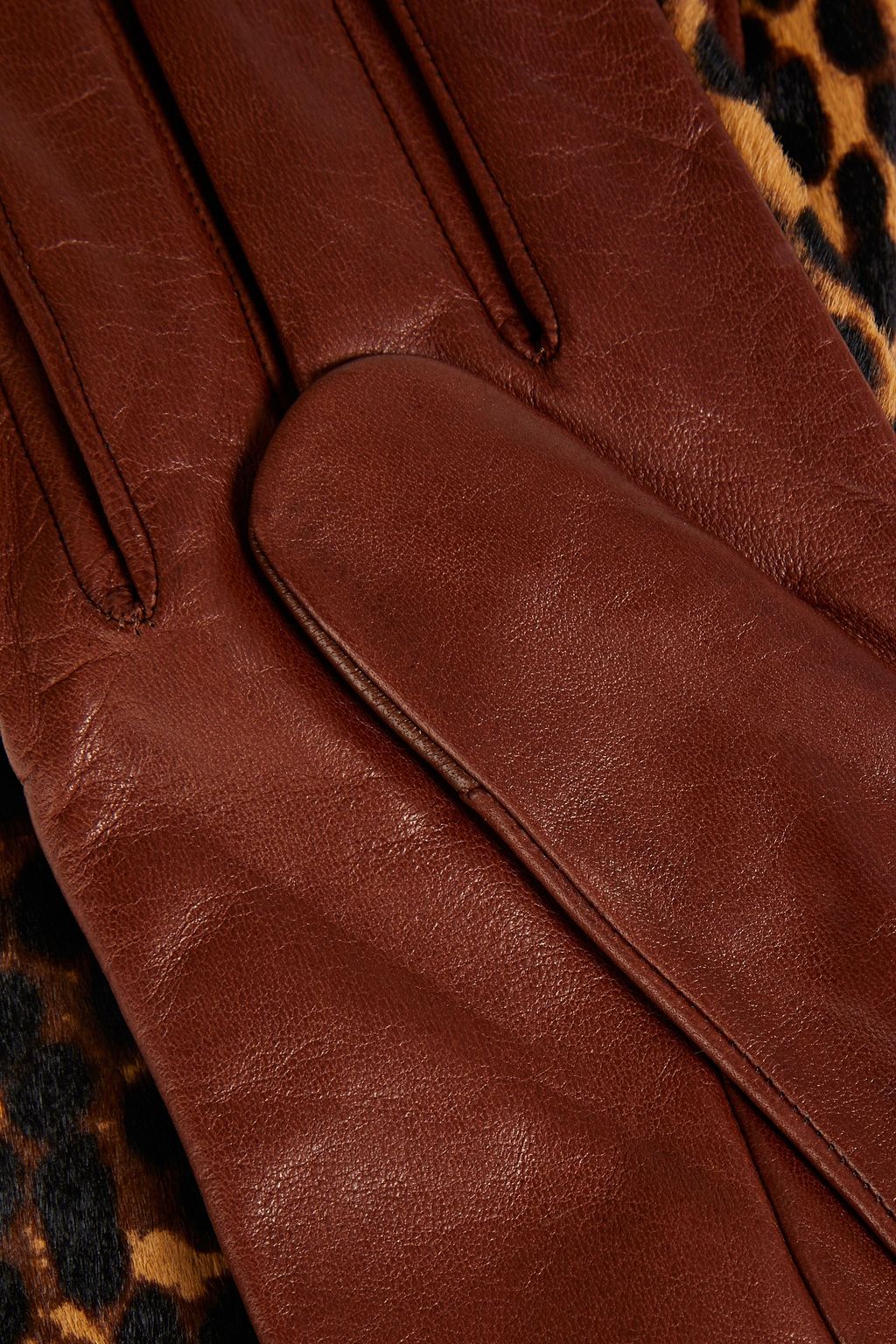 TORY BURCH Leopard-print calf-hair and leather gloves