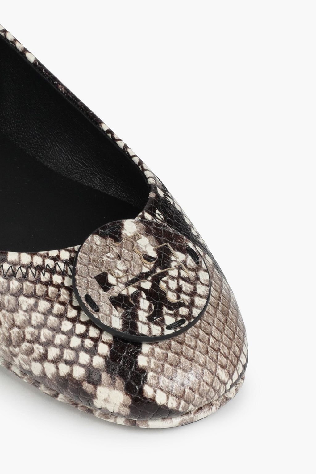 TORY BURCH Minnie Travel snake-effect leather ballet flats