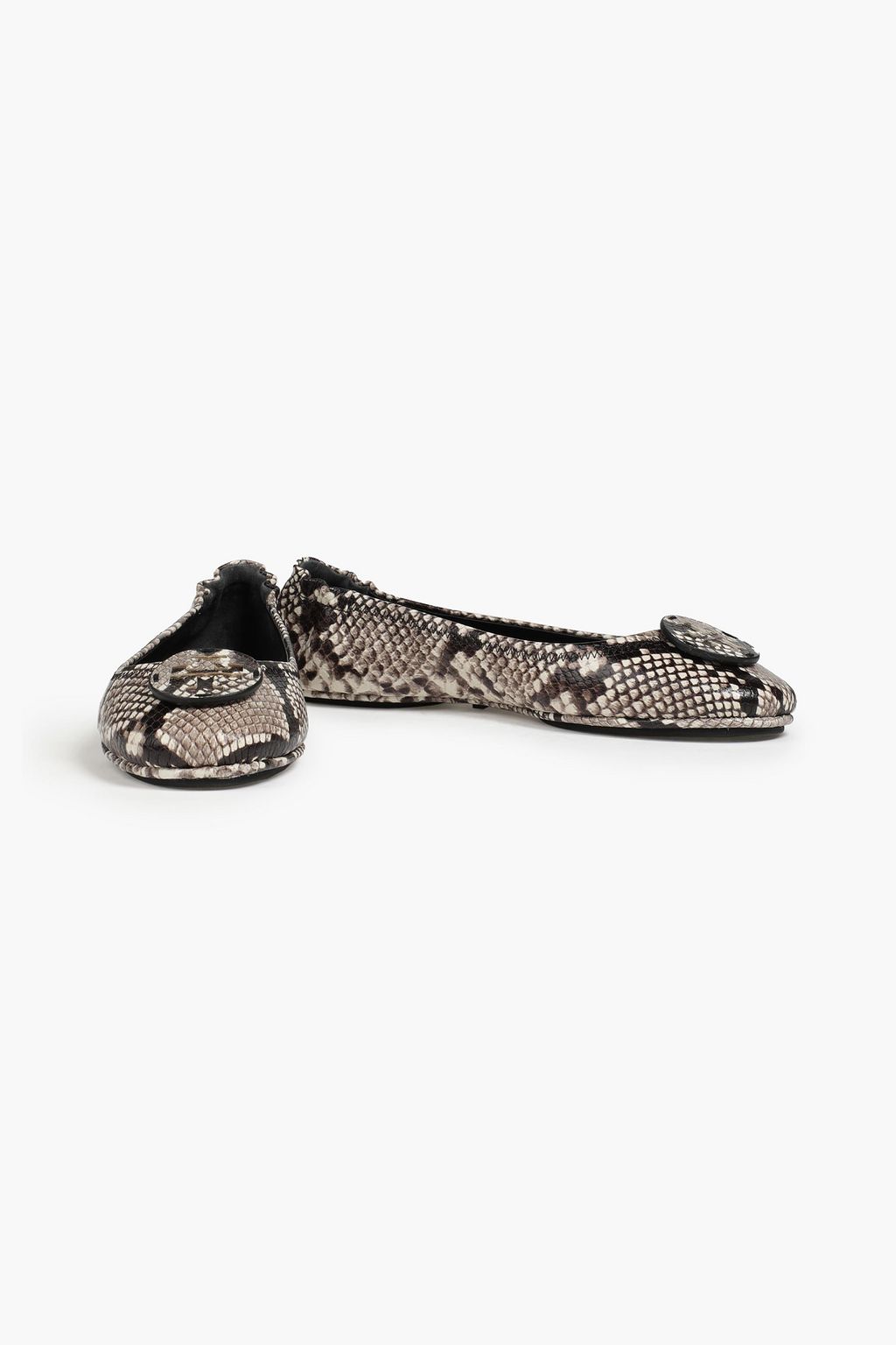 TORY BURCH Minnie Travel snake-effect leather ballet flats