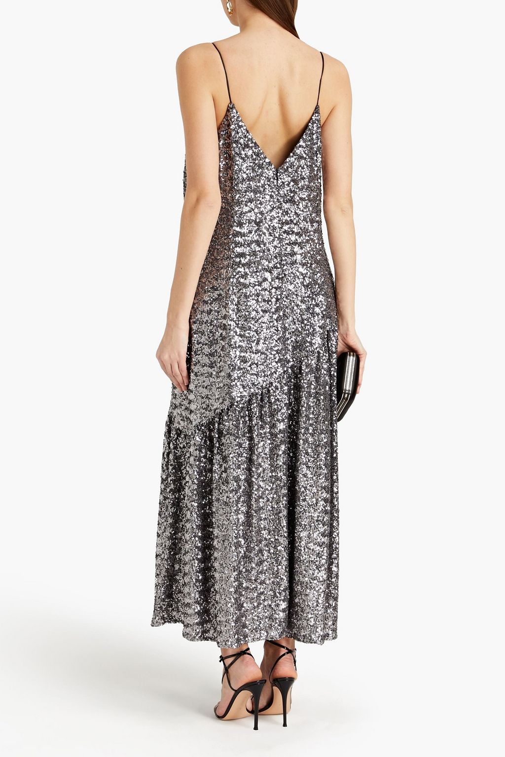 BORGO DE NOR Joana gathered sequined-jersey midi dress