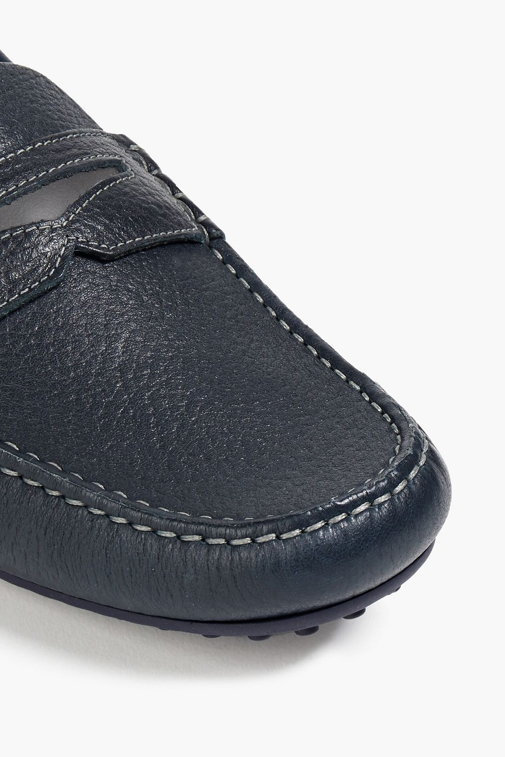 VERSACE Printed textured-leather penny loafers