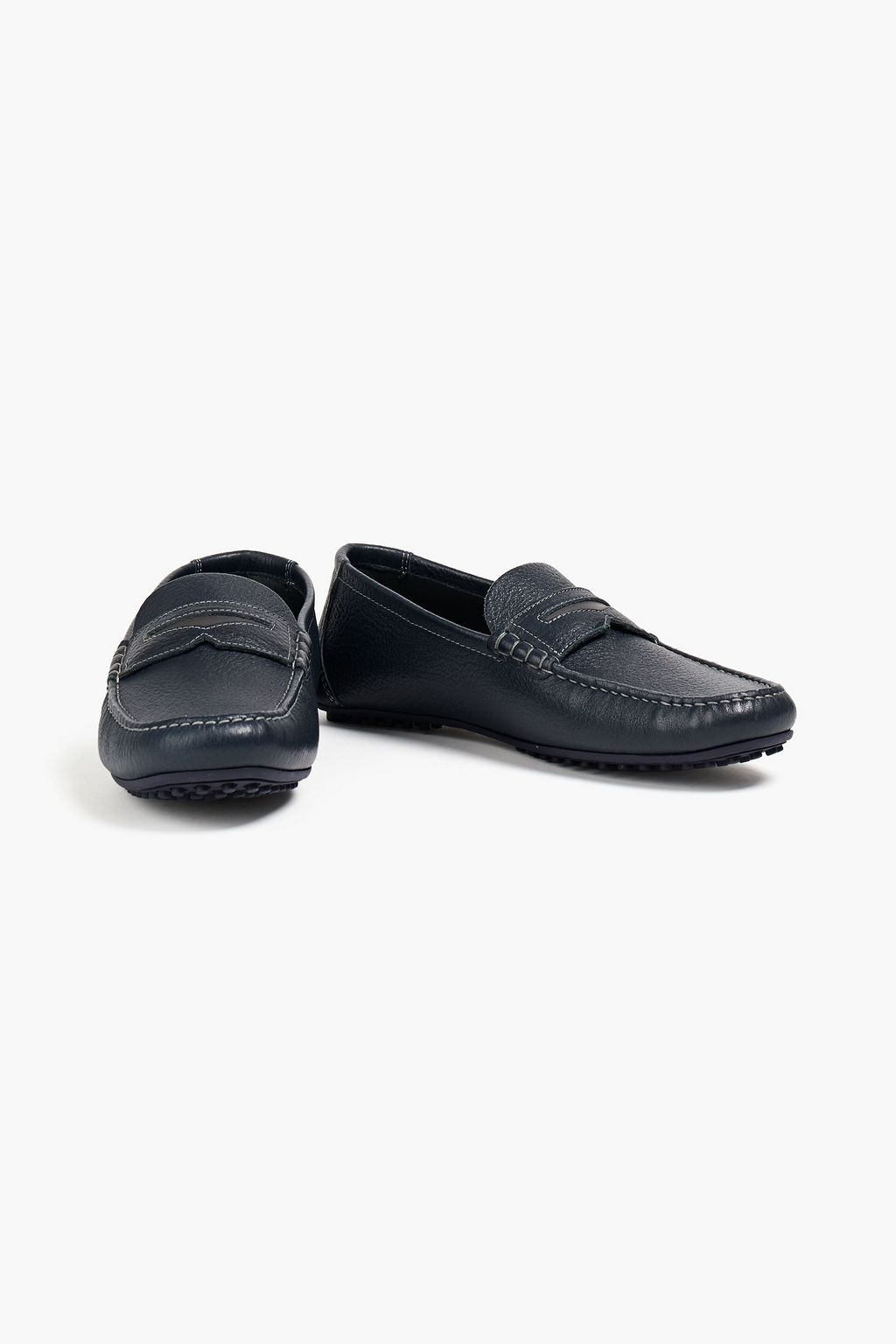 VERSACE Printed textured-leather penny loafers