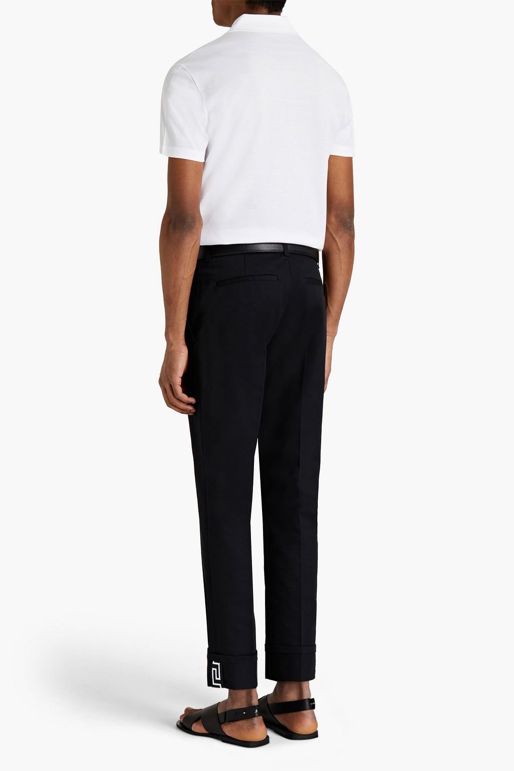VERSACE Logo-embroidered stretch-cotton twill chinos