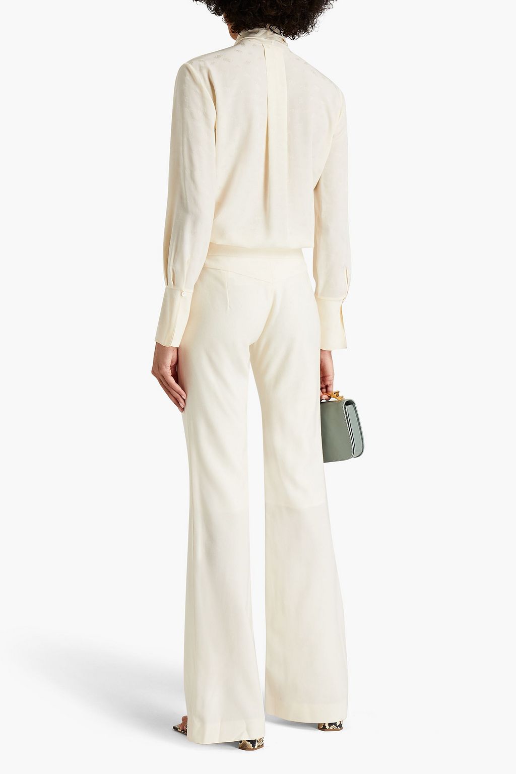 CHLOÉ Pussy-bow silk-satin jacquard shirt