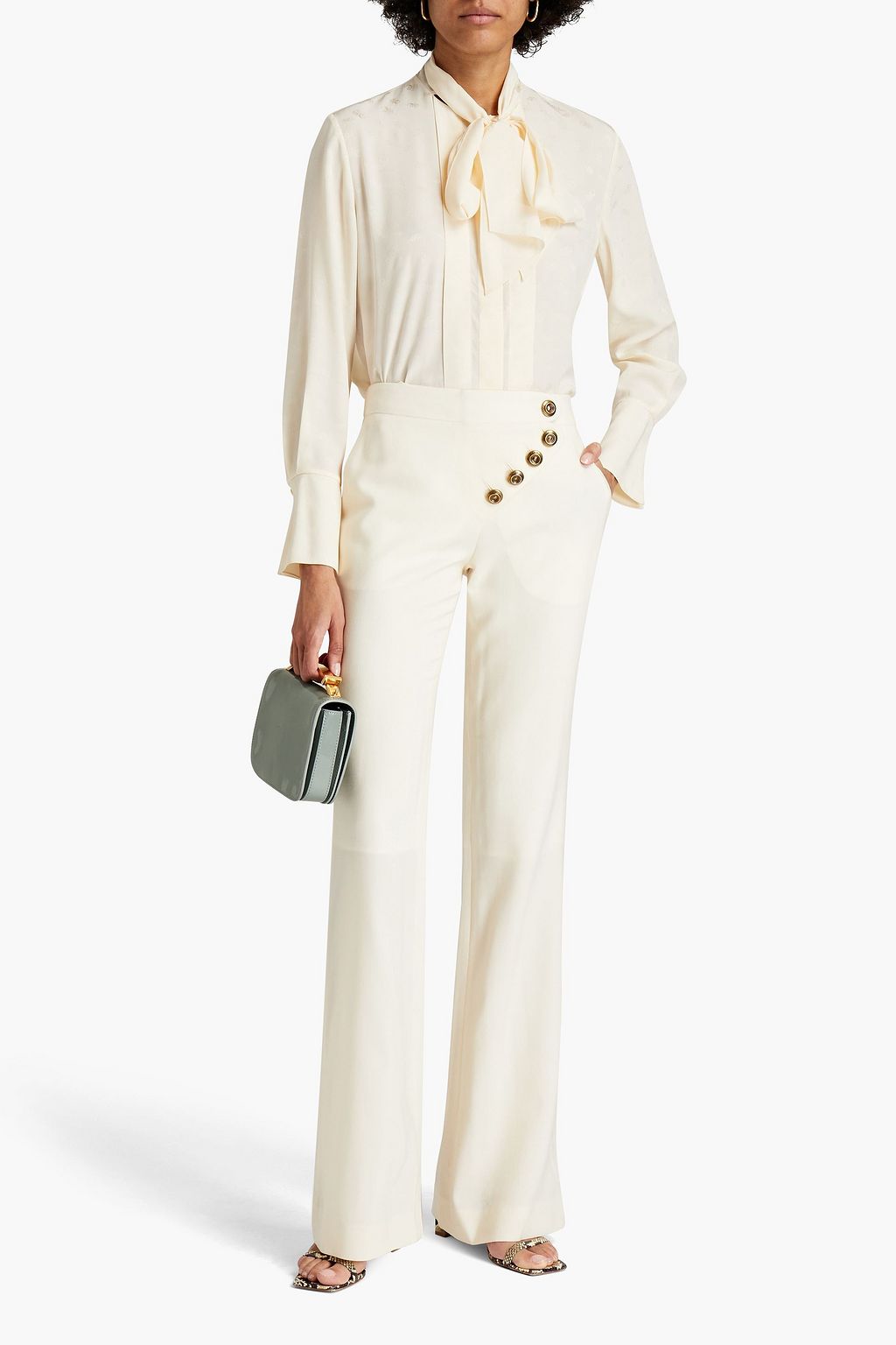 CHLOÉ Pussy-bow silk-satin jacquard shirt