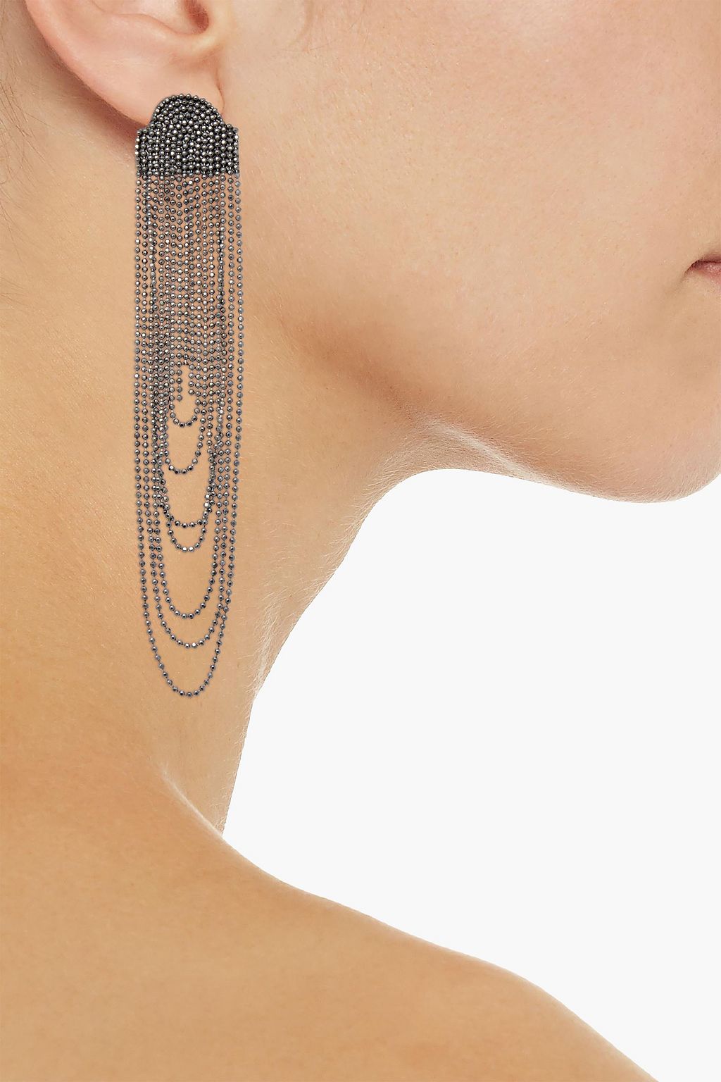 FABIANA FILIPPI Gunmetal-tone beaded earrings