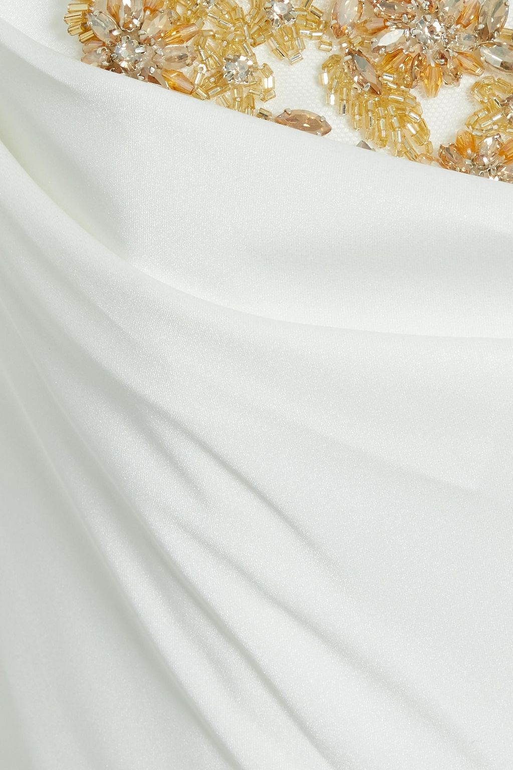 MARCHESA NOTTE فستان بحمّالة عنق من الكريب بتصميم منسدل مزيّن مع طيّات