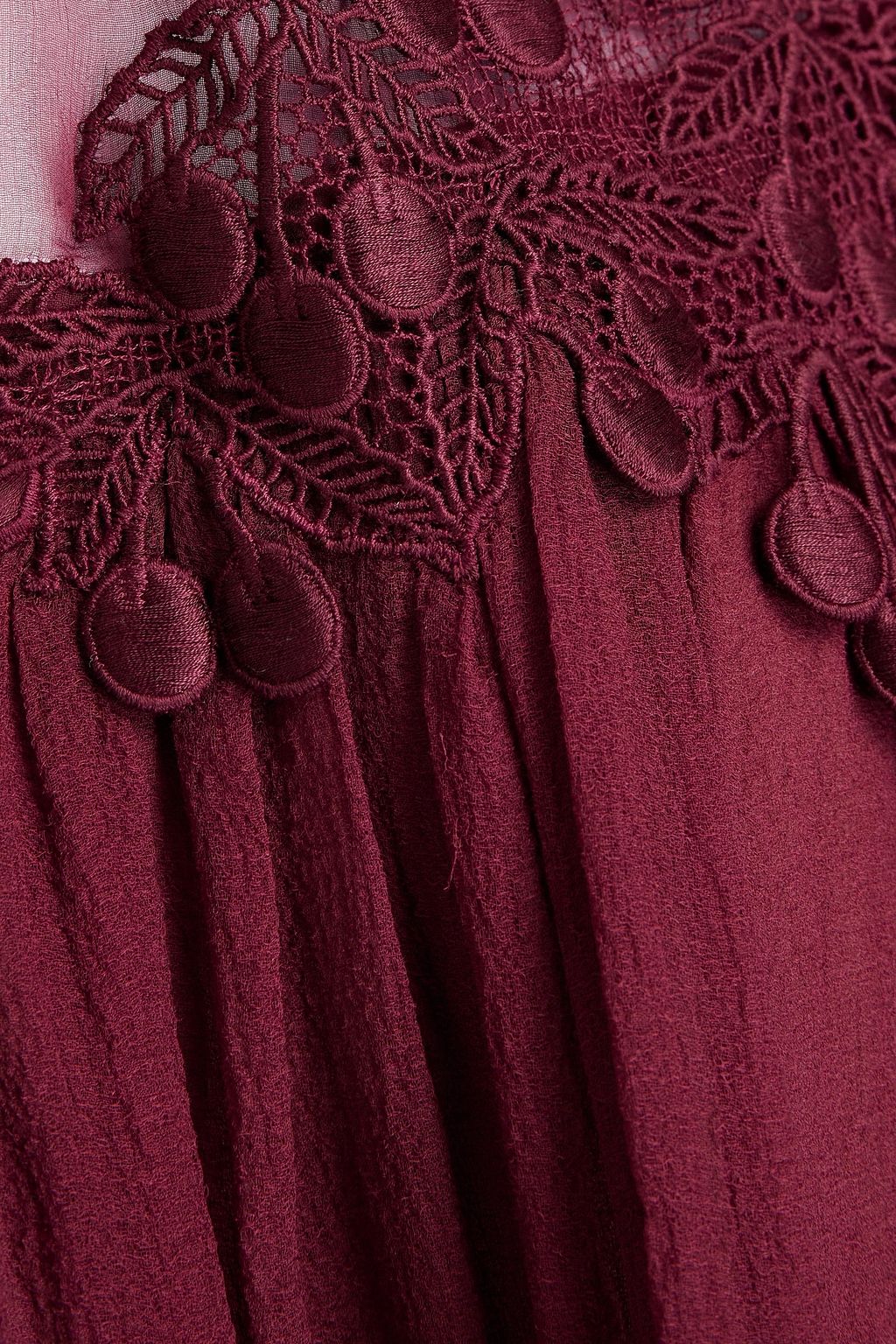 CHLOÉ Guipure lace-trimmed silk-georgette blouse