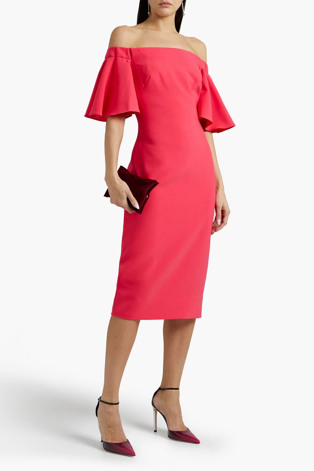 THEIA Off-the-shoulder cady dress