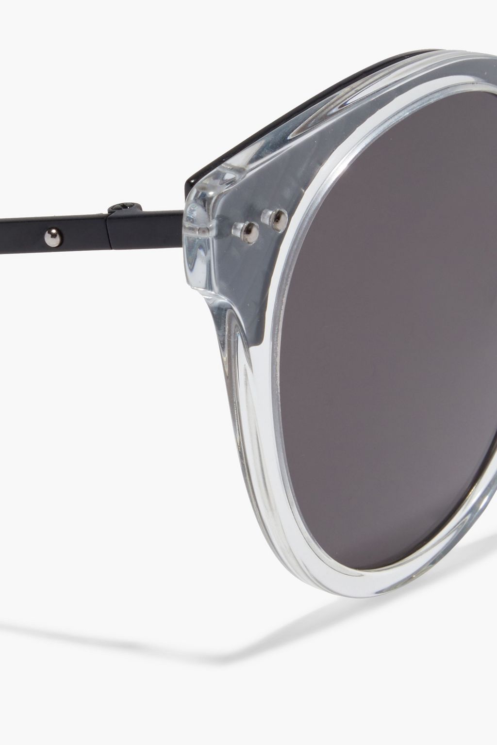 BOTTEGA VENETA Round-frame acetate and gunmetal-tone sunglasses
