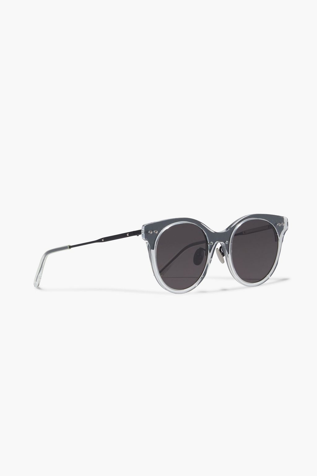 BOTTEGA VENETA Round-frame acetate and gunmetal-tone sunglasses