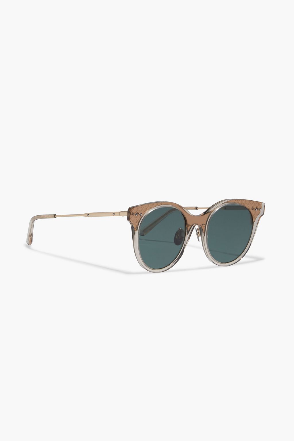 BOTTEGA VENETA Round-frame acetate and bronze-tone sunglasses