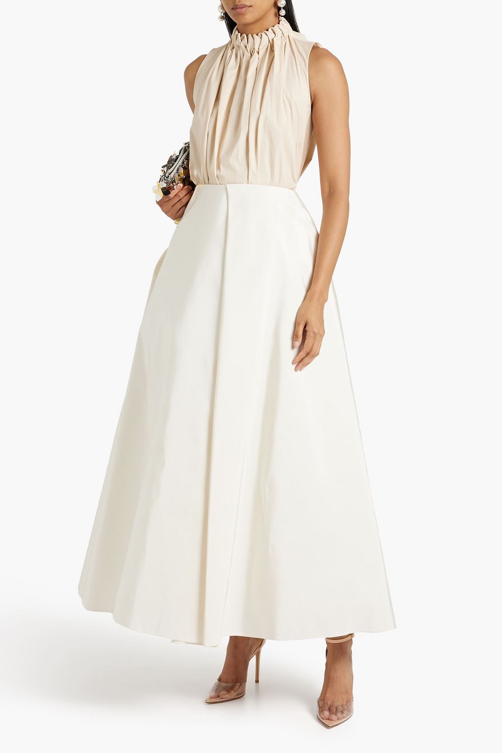 CAROLINA HERRERA Pleated silk-faille maxi skirt
