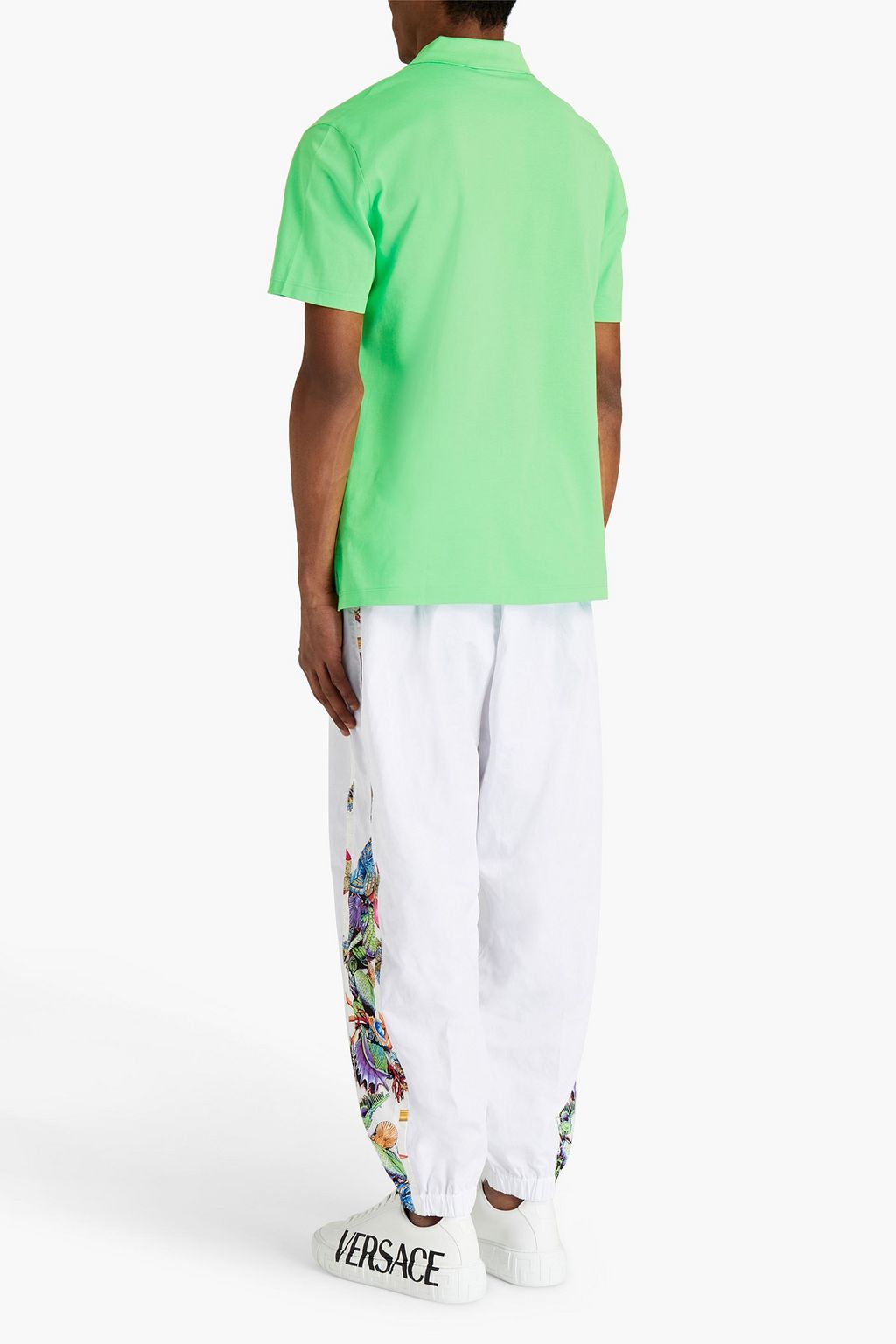 VERSACE Logo-embroidered cotton-piqué polo shirt