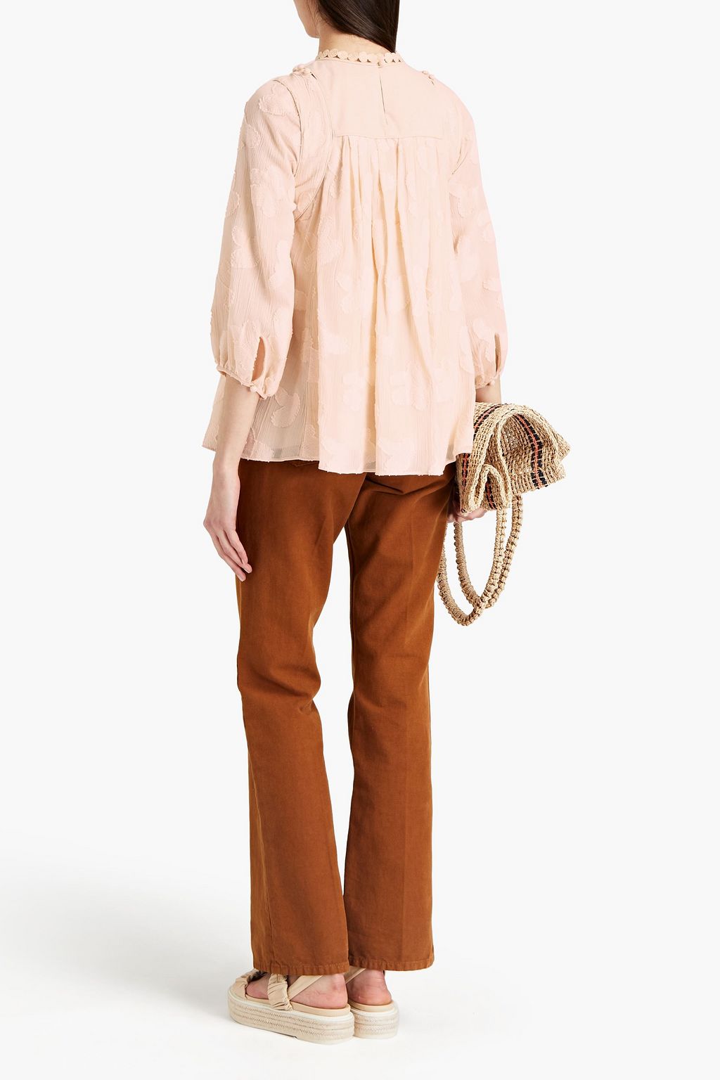CHLOÉ Embroidered cotton and silk-blend gauze blouse