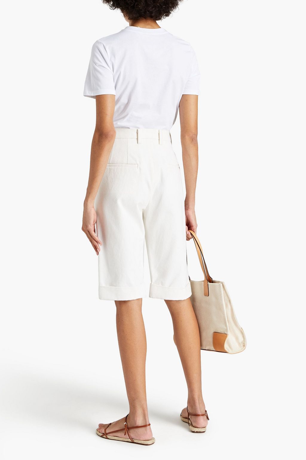 TORY BURCH Broderie anglaise-paneled cotton-jersey T-shirt