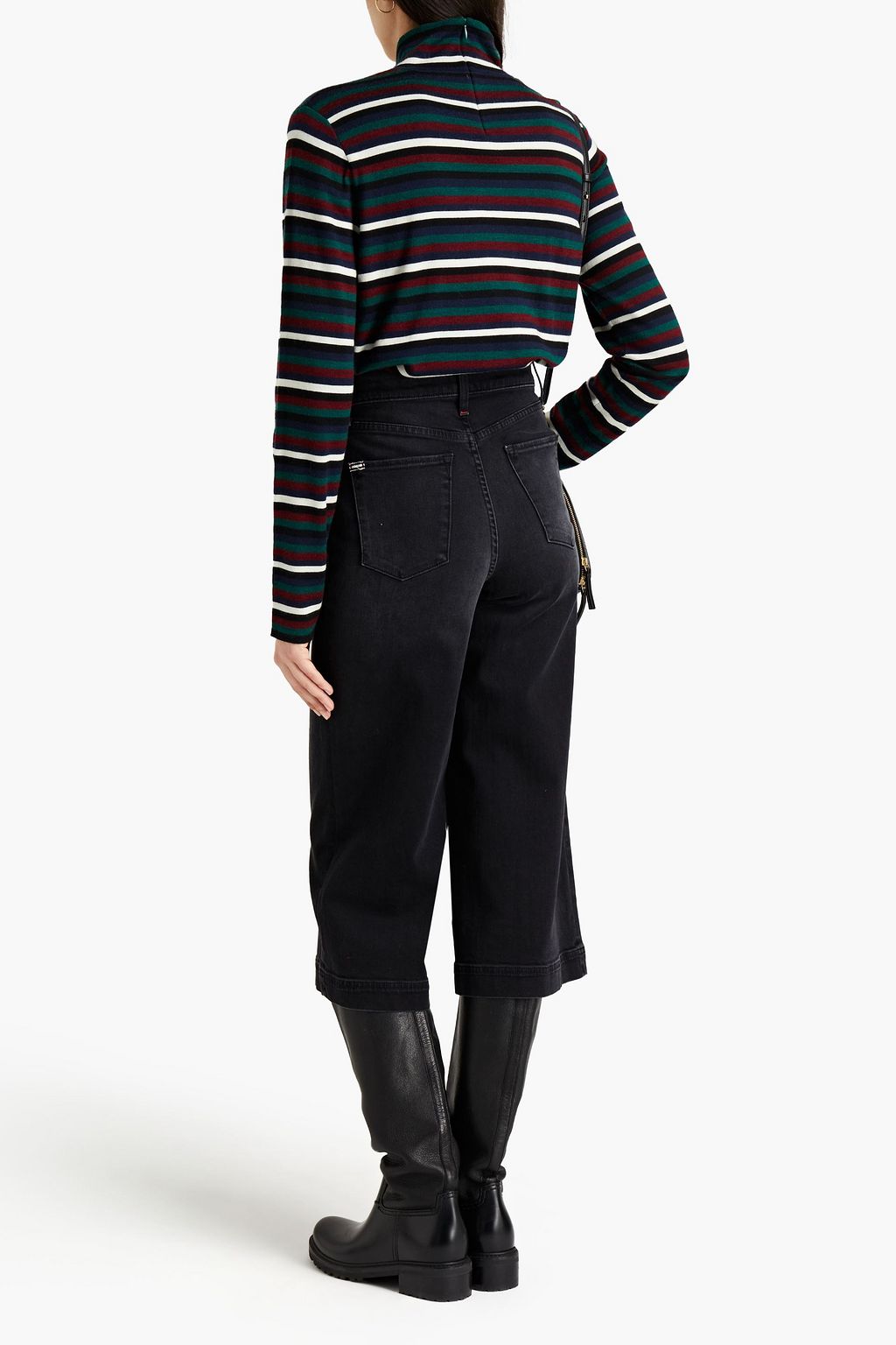 TORY BURCH Striped wool-blend turtleneck sweater