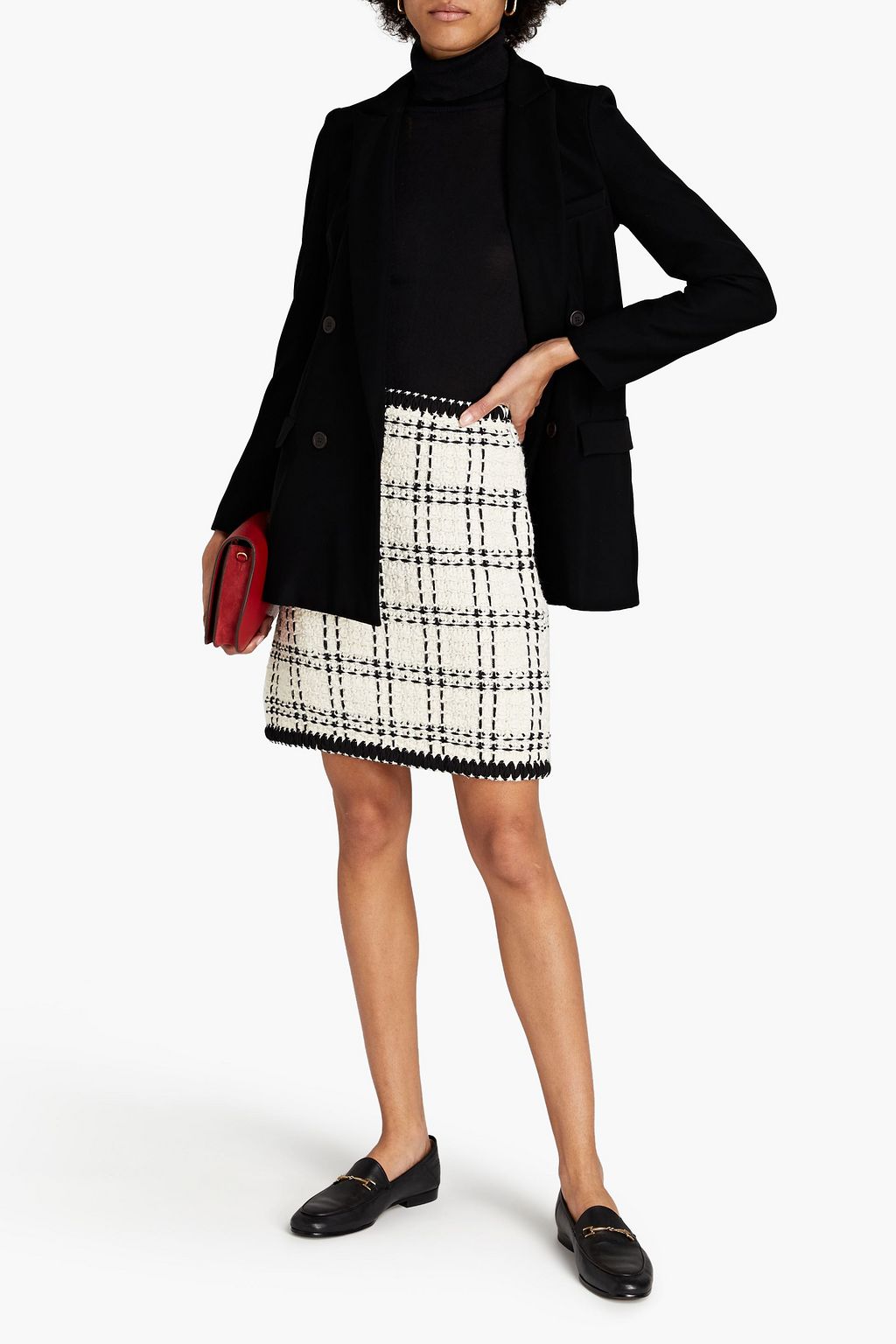 TORY BURCH Checked tweed mini skirt