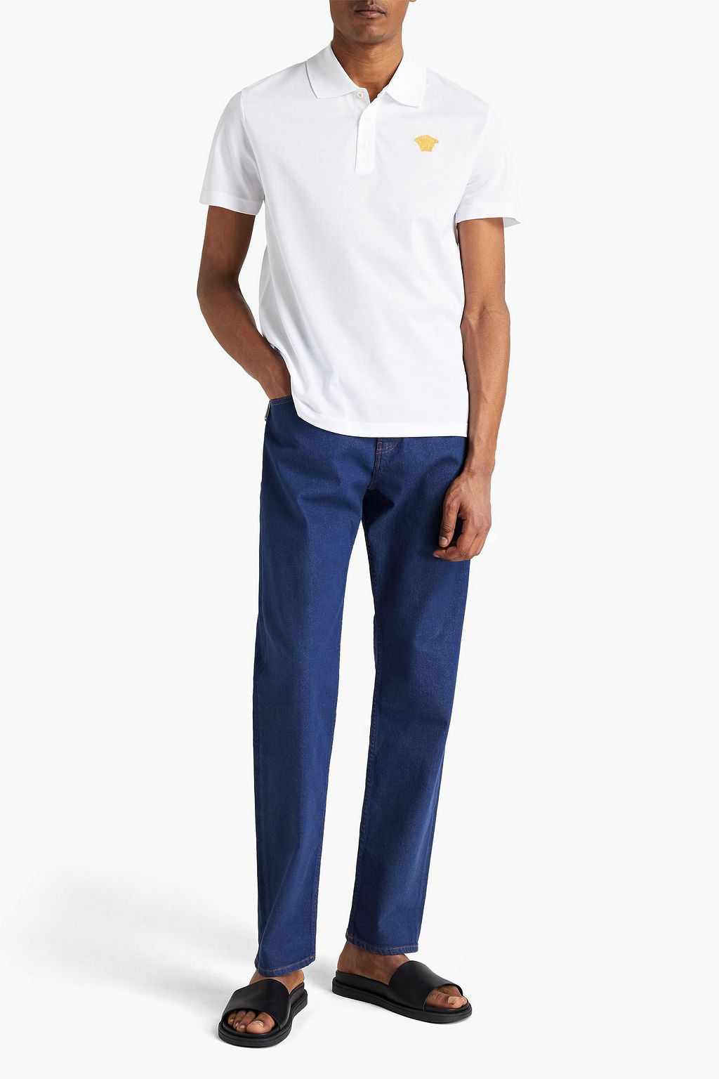 VERSACE Logo-embroidered cotton-piqué polo shirt