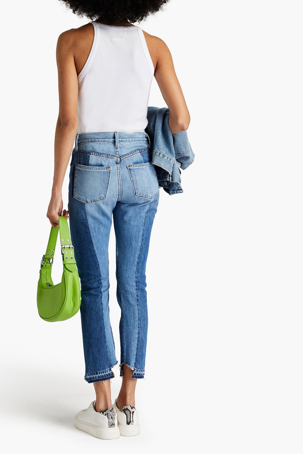 FRAME Cropped patchwork boyfriend jeans