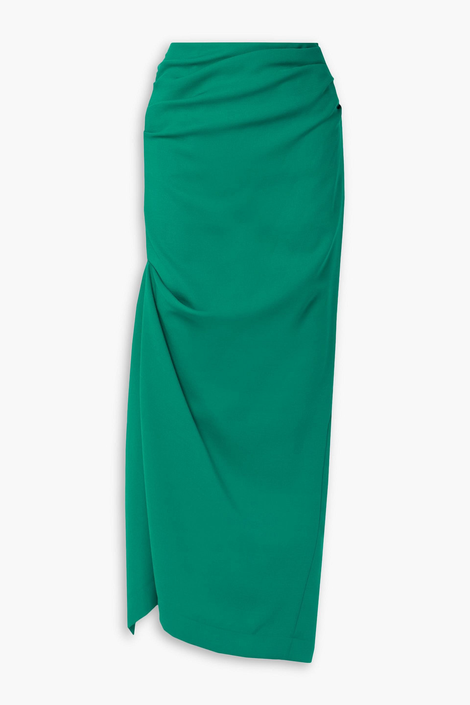 Christopher John Rogers Asymmetric Gathered Woven Maxi Skirt In Jade