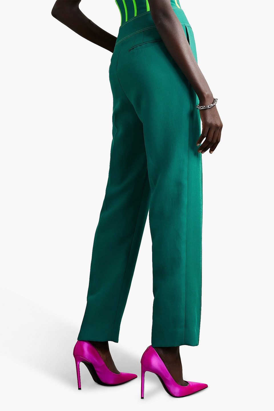 Christopher John Rogers Crepe Straight-leg Pants In Emerald
