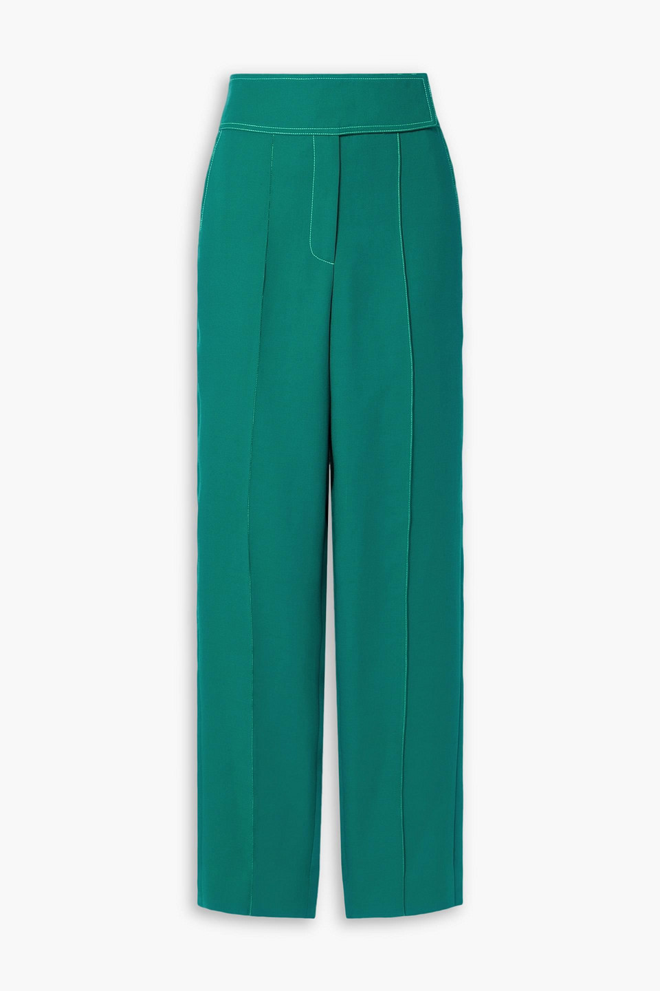 Christopher John Rogers Crepe Straight-leg Pants In Emerald