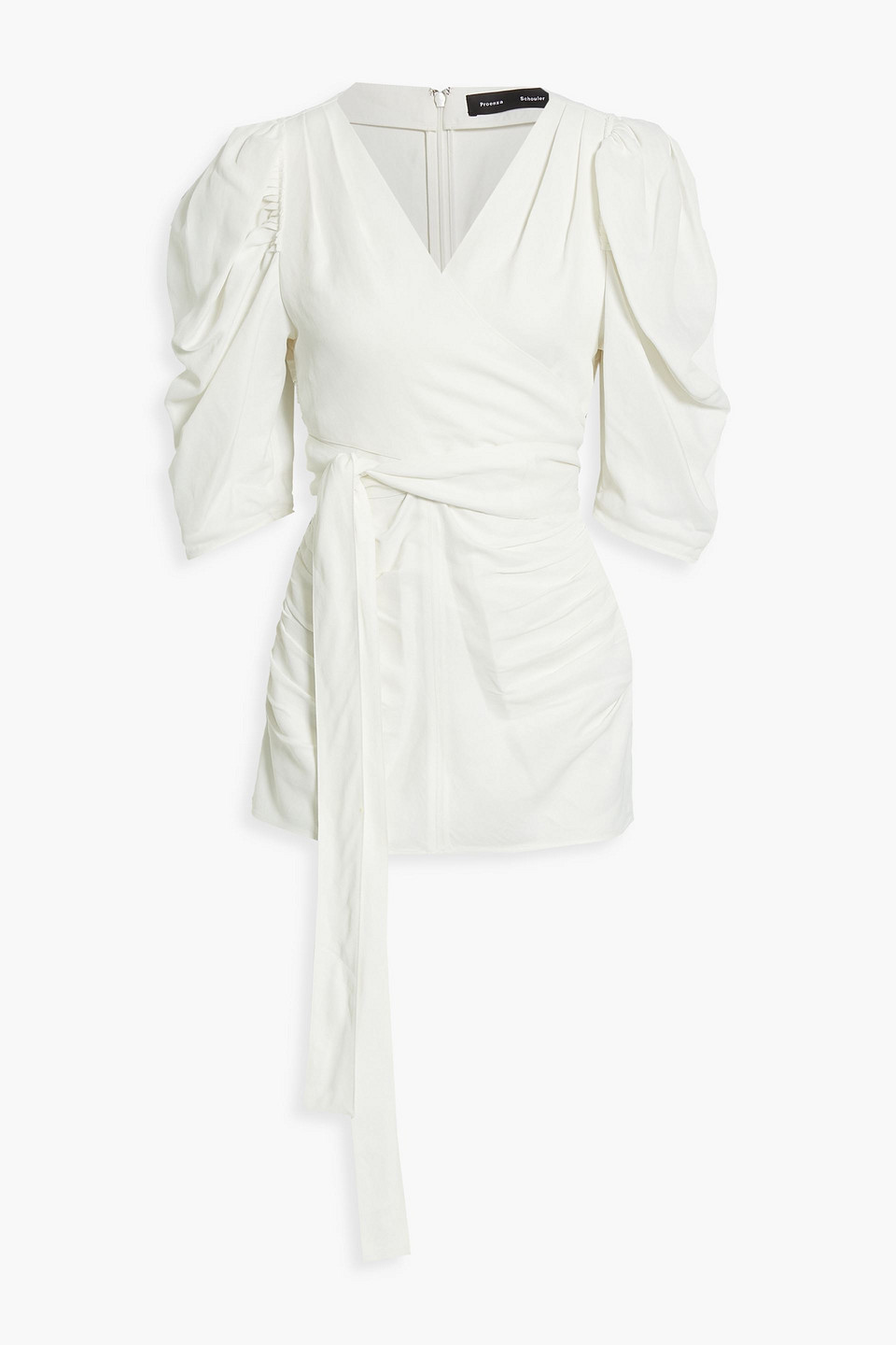 proenza schouler - wrap-effect ruched silk-shantung top - white - us 8