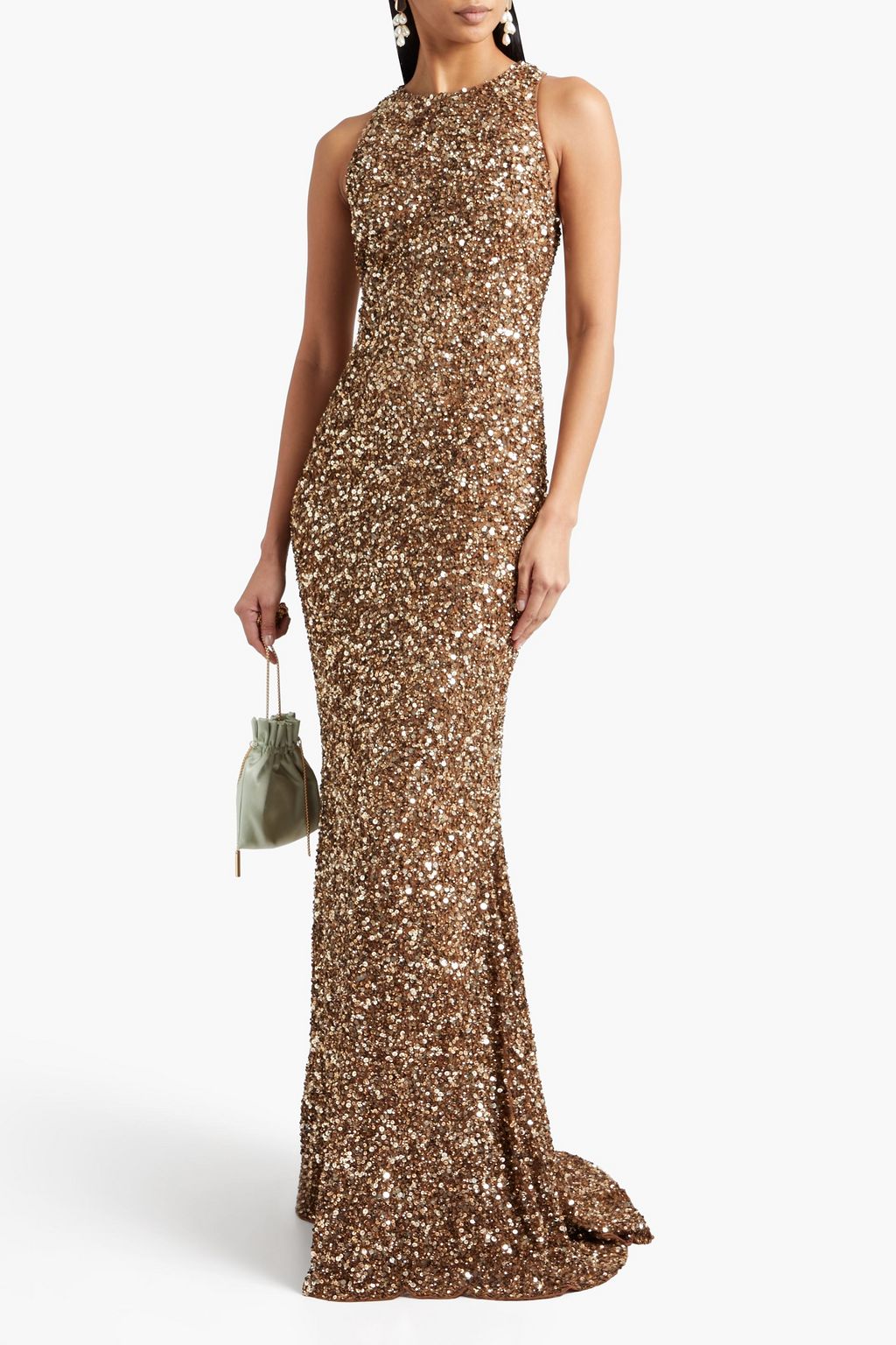 THEIA Sequined tulle gown