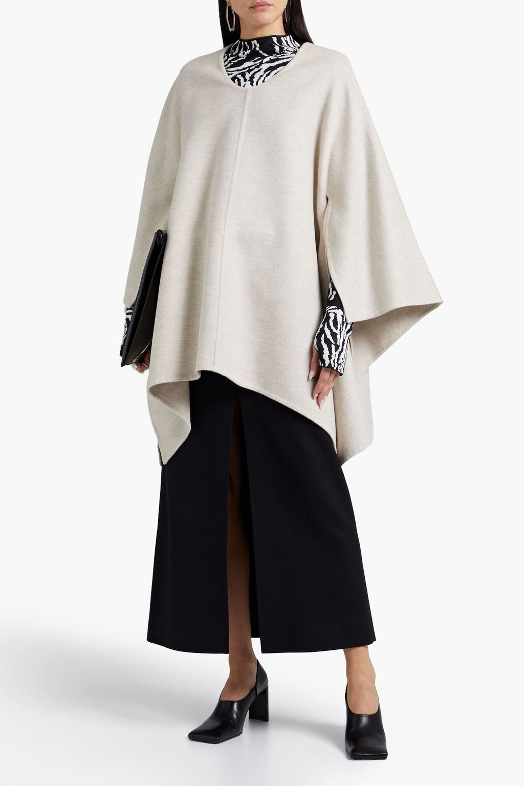 PROENZA SCHOULER Mélange wool, cashmere and angora-blend poncho