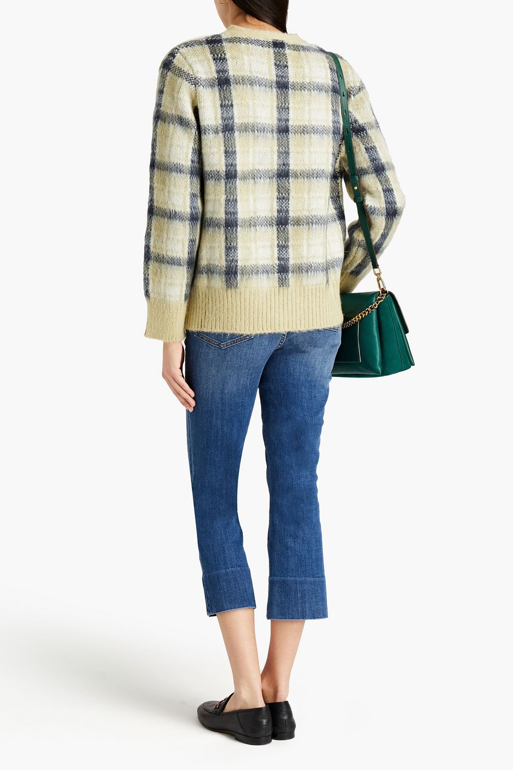 TORY BURCH Checked jacquard-knit cardigan
