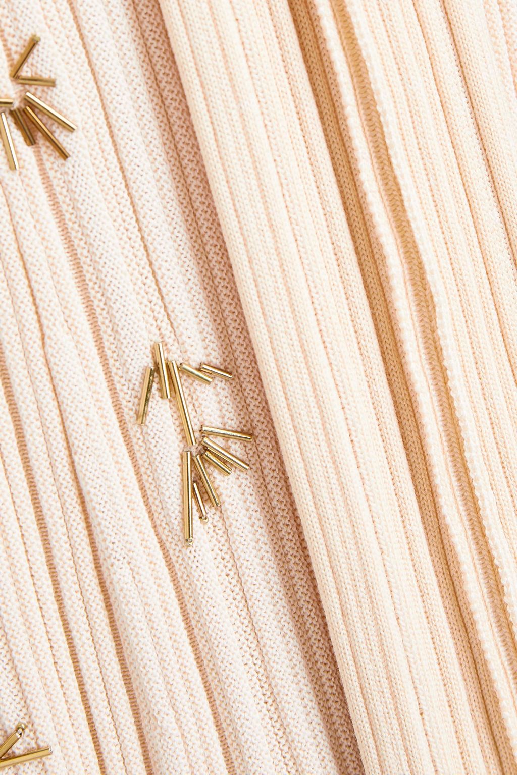 CHLOÉ Embellished ribbed silk and cotton-blend dress