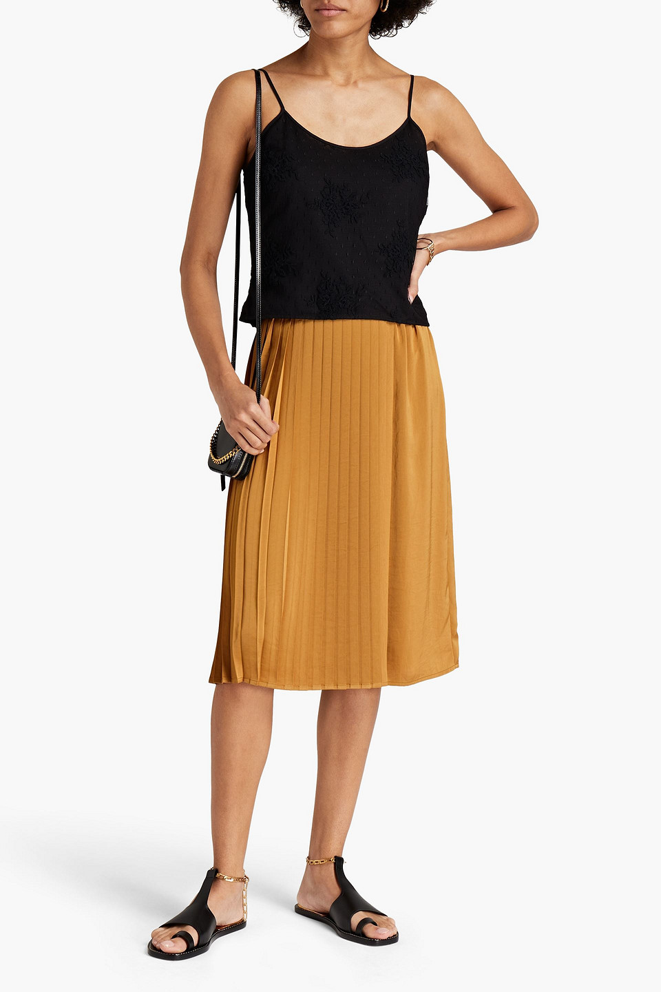 See By Chloé Pleated Satin Skirt In Yellow