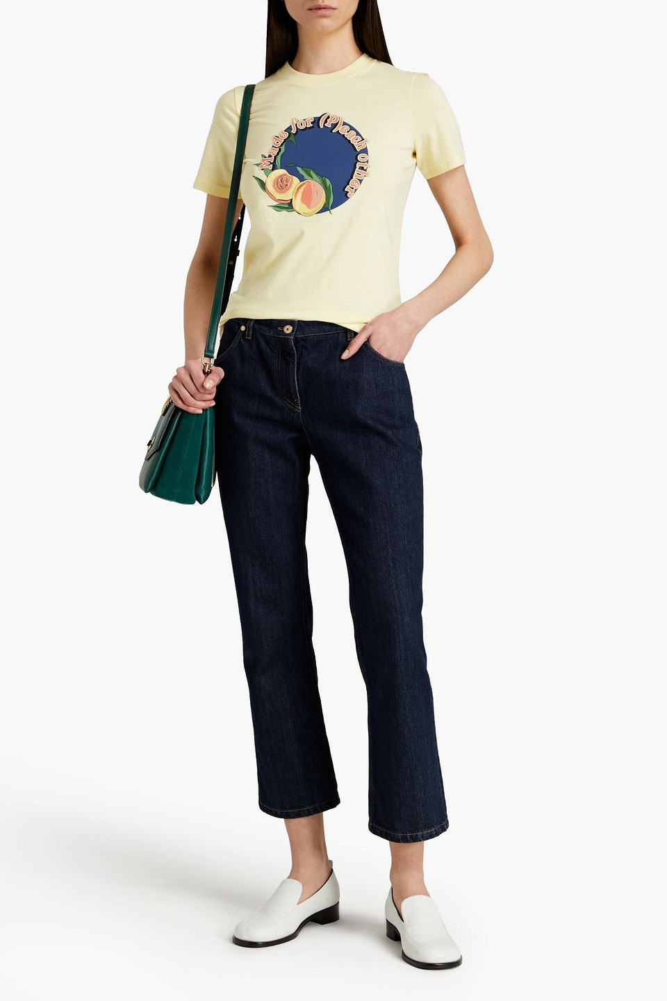 Tory Burch Printed Cotton-jersey T-shirt In Yellow