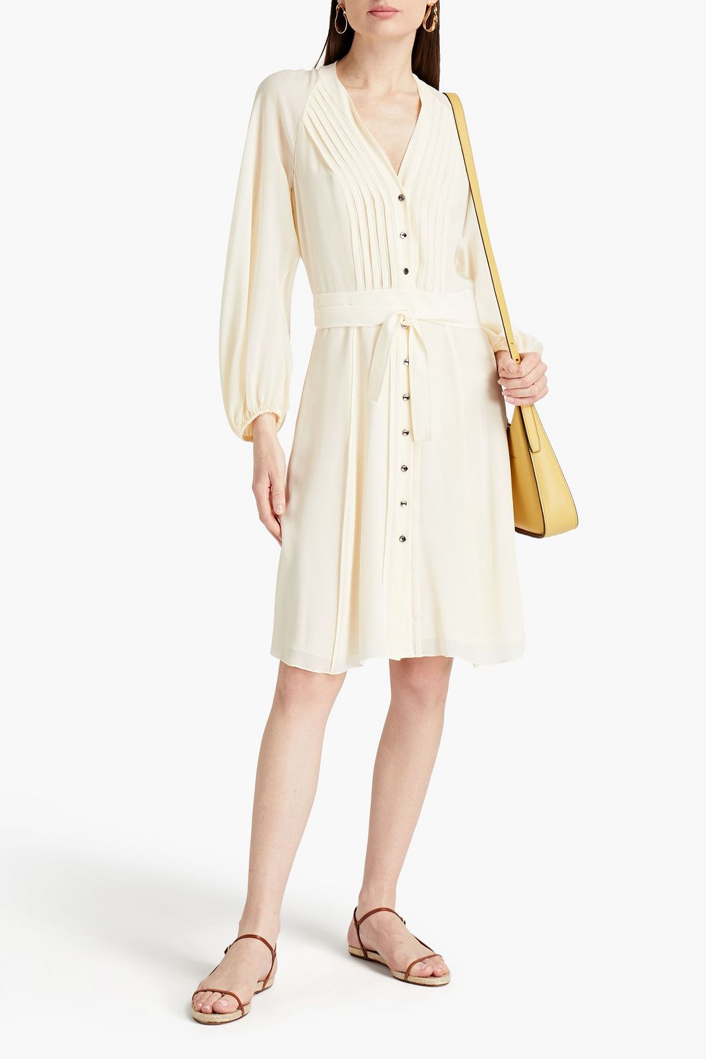 CHLOÉ Pintucked silk-chiffon dress