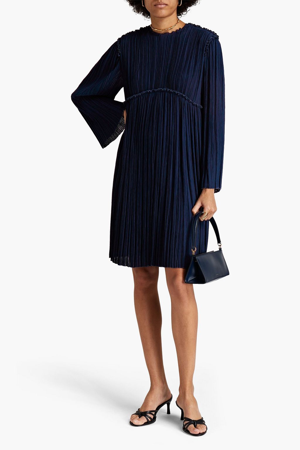 CHLOÉ Gathered plissé-gauze mini dress